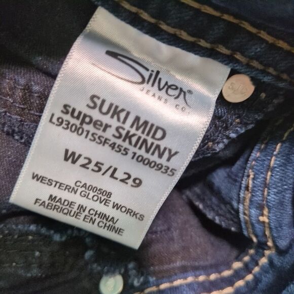 Silver Jeans Suki Mid Super Skinny Jeans Womens W25 L29 Blue Super Stretch - Picture 4 of 5